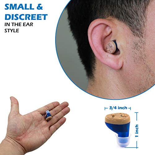 R&L Rechargeable Hearing Amplifier C100 to Aid and Assist Hearing for Adults and Seniors, Digital CIC ITE ITC Style Device with Feedback Cancellation, Fit Both Ears (2 Pack)