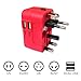 All in One International Universal Travel Adapter,Dual USB Charging Ports Converter for USA EU UK AUS European Compatible with Mobile Phone,Power Bank,Tablet,Laptop and Earphone. (Red)