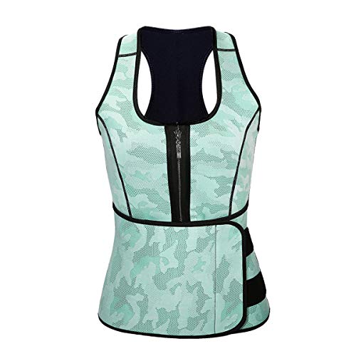 Slimerence Neoprene Sauna Suit Tank Top Vest, Latex Sport Girdle Waist Trainer Corset, for Women 1_Light Green 2XL