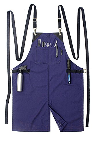 Under NY Sky Barber Indigo Blue Apron – Cross-Back with Durable Waterproof and Oil Proof Twill, Leather Reinforcement and Split-Leg – Adjustable, Men and Women, Pro Tattoo, Stylist, Bartender Aprons