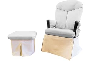 Glider Skirt, Universal Fit Safety Skirt for Glider Chair and Ottoman for Nursery, Baby Proofing Pinch Guard, Glider Chair and Ottoman Sold Separately, Ivory Beige Color