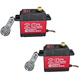 2 Sets 20KG RC Digital Servo - Large Torque High Speed Full Metal Gear - Waterproof 180 Degree Servo Motor with 25T Servo Horn for RC Robotic Arm Model DIY Baja Car 1/10 Scale Crawler Truck Traxxas