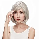 Liz Wig Medium Long Straight Monofilament Bob Cosplay Wig 14'' (Grey)