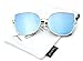 Tantino® Cat Eye High Fashion Designer Flat Mirror Lens Sunglasses (Blue, UV400)