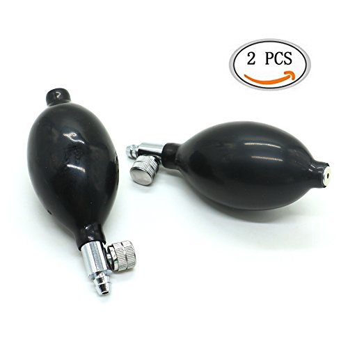 IDS Blood Pressure Bulb Pump Replacement, Healthy Sphygmomanometer PVC Adjustable Pump Bulb rubber blood tester, Black, 2 Pcs