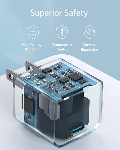 Anker USB C Charger with Foldable Plug, 20W USB C Charger Block for iPhone 17/16 /15 and More Series, Galaxy, Pixel, iPad (2, Pack Cable Not Included)