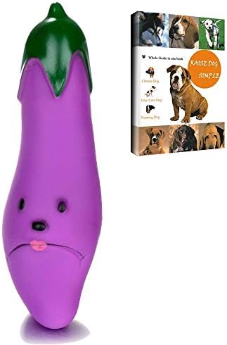 Savena Small Squeaky Eggplant Dog Squeaky Toy Durable Stuffingless Tough Dog Toy Purple Color
