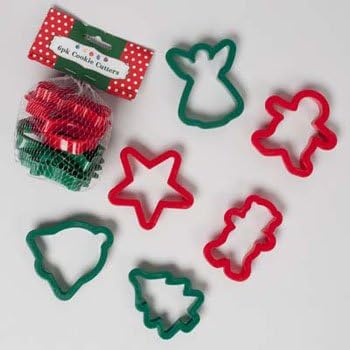 Christmas Cookie Cutter Set, 6-Pack - Favorite Holiday Shapes including Star, Bell, Angel, 2 GingerBread People and Christmas Tree