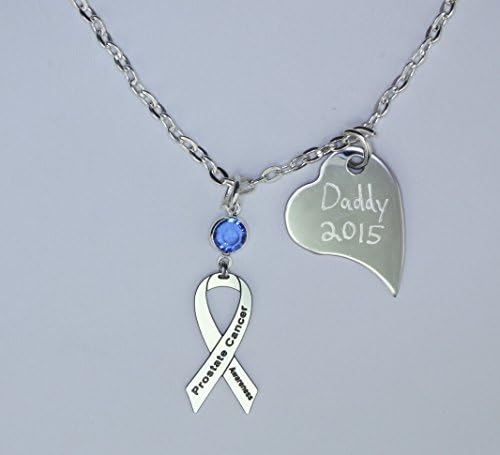 Personalized Prostate Cancer Awareness Necklace - Ribbon Jewelry - Custom Prostate Cancer Support Memorial