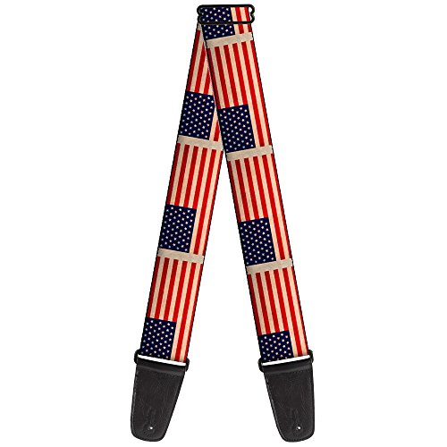 Buckle-Down GS-W30128 Guitar Strap - American Flag Weathered Color Repeat - 2
