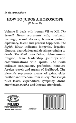 How To Judge A Horoscope: I To Vi Houses - Vol.1 1