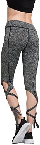 sel sobek Legging Capris String-End Dance Pants - Cutout Tie Cuff Slim Straps Yoga Jogger Workout Tights