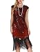 Women's 1920s Flapper Dresses - Sequined Beaded Fringed Emblished Great Gatsby Dresses (M, Wine red) primary