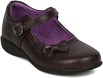 Leatherette Bow Tie Mary Jane Uniform Shoe (Toddler Girl/Little Girl/Big Girl) FB51 - Brown Leatherette