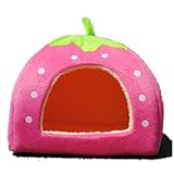 Strawberry Small Cotton Soft Dog Cat Pet Bed House S/m/l/xl (Pink, L)