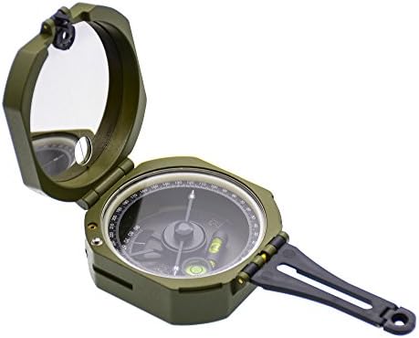 Multifunctional Military Army Metal Magnetic Compass Waterproof fluorescent with Pouch for Outdoor Activities (Green)