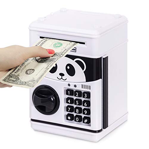 Refasy Piggy Banks for Kids 2-4 Year Old,Mini ATM Electronic Coin Bank for Children Great Xmas Birthday Gifts for Girl Money Bank Mini ATM Piggy Bank for Kid Age 5-13 Money Savings Box Toys White