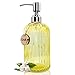 JASAI 18 Oz Glass Soap & Lotion Dispenser with Rust Proof Stainless Steel Pump, Refillable Liquid Pump Bottle Holder Great for Kitchen, Bath, Bathroom Accessories, Countertop (Clear Yellow)