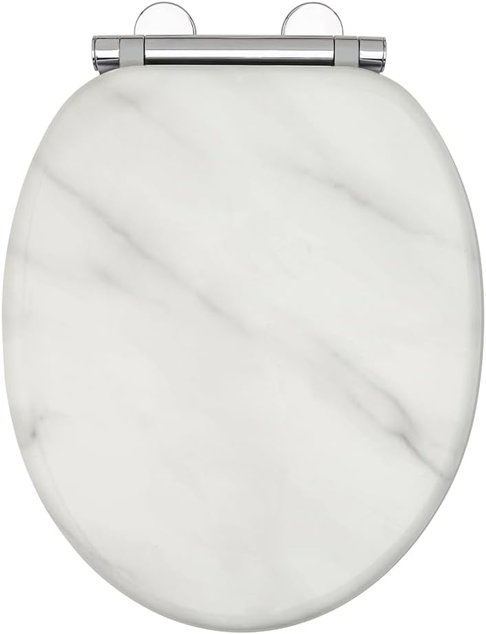 AQUALONA Premium Tongue and Groove Soft Close Toilet Seat Marble