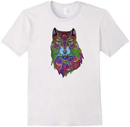 Mens Psychedelic Wolf Medium White