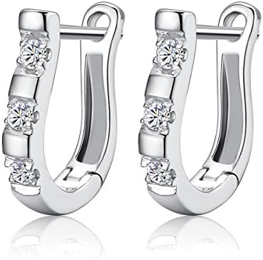 Huggie Hoop Earrings by MON MEILL 8mm Mini Cute with Cubic Zirconia White Gold Plated Gifts for Women and Girls