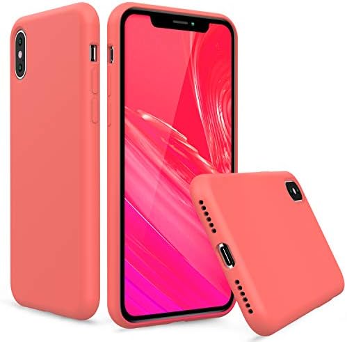 PENJOY Silicone Case for Apple iPhone Xs (2018) / iPhone X (2017) 5.8 inch, Full Body Protection Silicon Cases Support Wireless Charging Slim Rubber Cover (Orange)