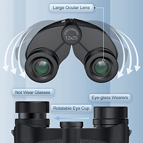 Deesoo 12x25 Compact Binoculars for Adults and Kids Bird Watching