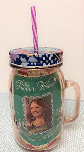 The Pioneer Woman Glass 32oz Mason Jar with Lid and Straw 