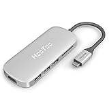 USB C Hub, HooToo USB C Charger USB C to USB 3.1 with Type C 100W Charging Port, HDMI Output, Card Reader, 3 USB 3.0 Ports - Silver