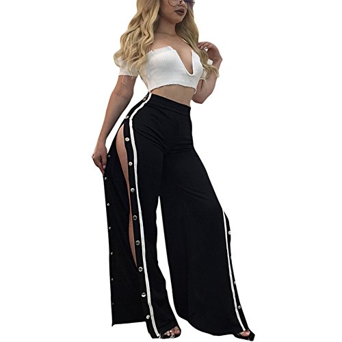 Costumes Breakaway Pants - Women Stylish High Waist Buttoned Split