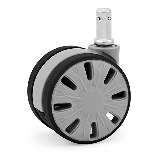 Large Office Chair Wheels Casters for Hardwood - Laminate Floor Mats Safe (Set of 5) Gray & Black