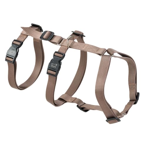 Arnés para Perros Grandes Brave, arnés Ajustable de 6 Puntos, antiescape, antipánico, Talla L, marrón.
