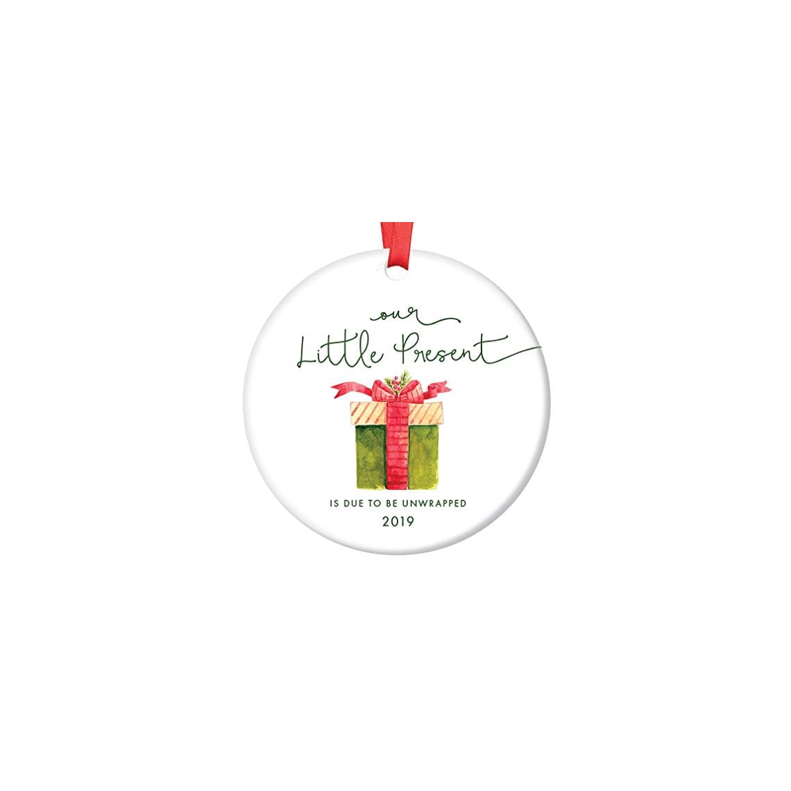2022 Dated Christmas Ornaments Little Present Christmas Ornament Baby Due Date 2022 Festive Ceramic