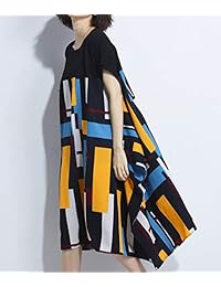 ELLAZHU GA1393 A - Vestido de verano para mujer, cuello redondo, dobladillo con dobladillo negro