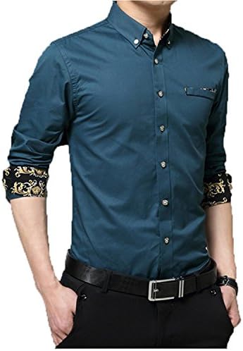 Musamk Dashing 2016 new spring autumn fashion brand men shirt slim fit mens long sleeve cotton shirt men chemise homme plus size 5XL royalblueXL High Grade