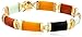 Amazon Essentials Yellow 18K Gold Plated Sterling Silver Genuine Multi-Colored Jade Noodle Link Bracelet, 7.25