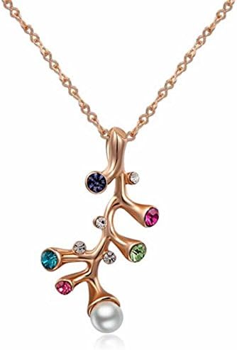 Women Tree Of Love Austrian Crystal Rose Gold pendant Necklace Christmas Gift