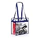 BAGAIL Clear Bags 12x6x12 Stadium Approved Clear Tote Bag with Zipper Closure Crossbody Shoulder Bag with Adjustable Strap(RoyalBlue)