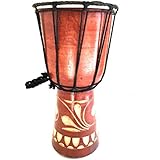 Mini Djembe Drum African Percussion Hand Carved Bongo Wood Drum - SIZE 9" Portable Skinny Kid Size - JIVE FEDERAL (TM) BRAND