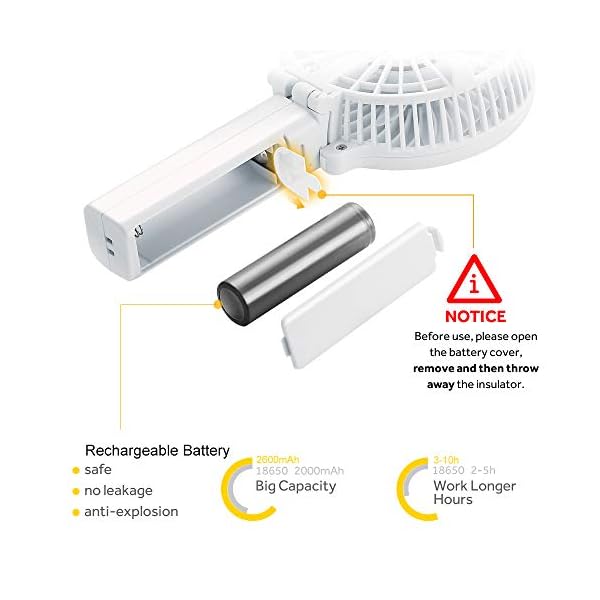 EasyAcc Handheld Electric Fans Mini Portable Outdoor Fan with Rechargeable 2600 mAh Foldable Handle Desktop for Home and…