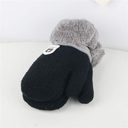 ORVINNER 3 Pairs Toddler Gloves Baby Boys Girls Winter Warm Sherpa Lined Knit Gloves Kids Mittens Black/Grey/Navy Pack - Thumbnail 4