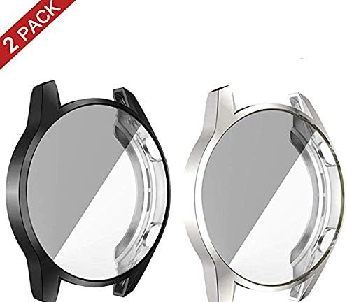 Case Compatible with Huawei Watch GT2 46MM, Soft TPU Plated Case Cover All-Around Protective Bumper Shell Protector for Huawei Watch GT2 46MM Smartwatch Bands Accessories (Black+Silver)
