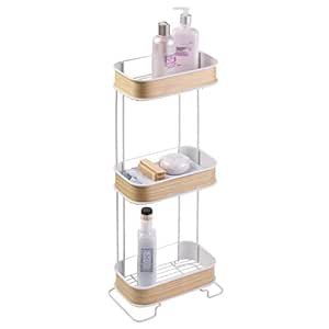 mDesign Repisa para baño autoportante de Metal y Madera - Estanteria