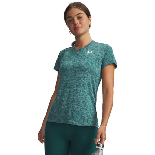 Damen Tech Twist Short Sleeve V Neck T-Shirt, Rack Green/White, XL EU