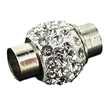 Kumihimo End Cap/ Magnetic Clasp (1) with Crystal Pave Beads 15 x 19mm