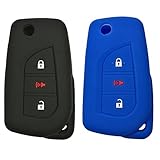 Coolbestda 2Pcs Silicone 3buttons Key Fob Cover Protector Keyless Jacket Remote Control Holder for 2018 2017 Toyota Corolla iM Black Blue