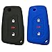 Coolbestda 2Pcs Silicone 3buttons Key Fob Cover Protector Keyless Jacket Remote Control Holder for 2018 2017 Toyota Corolla iM Black Blue