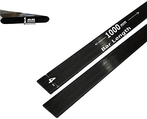 (2) 1mm x 4mm 1000mm - PULTRUDED-Flat Carbon Fiber Bar. 100% Pultruded high Strength Carbon Fiber. Used for Drones, Radio Controlled Vehicles. Projects requiring high Strength Components