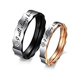 Fashion Plaza Couple Women Men Stainless Steel Ring with Engaved Words I will be always with you TR7TR8
