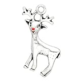 Housweety 20pcs Silver Tone Christmas Reindeer Charms Pendants 24x21mm(1